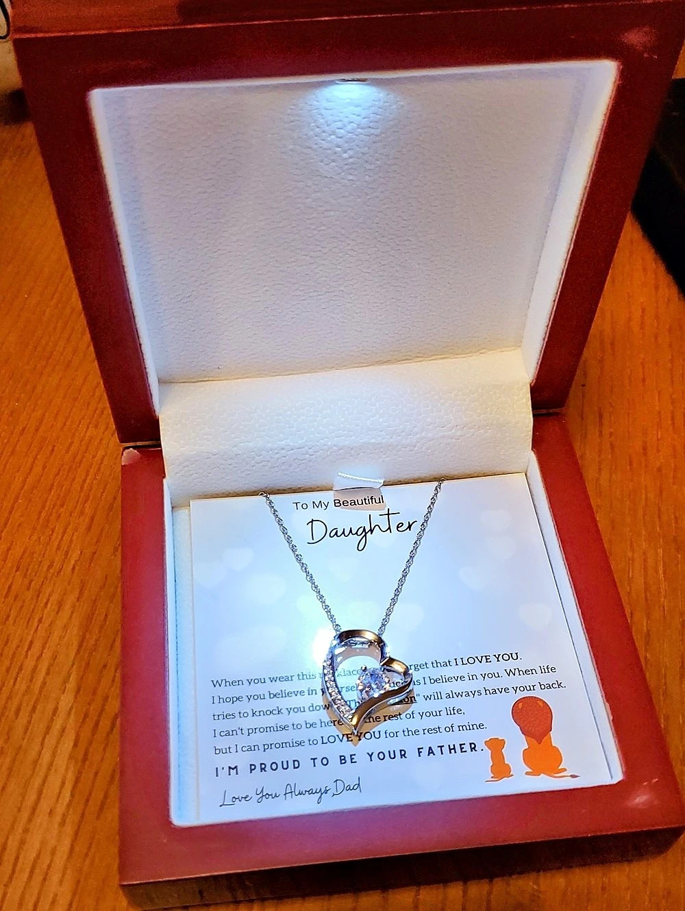 Heart pendant necklace in Silver & Gold From Dad To Daughter NWT